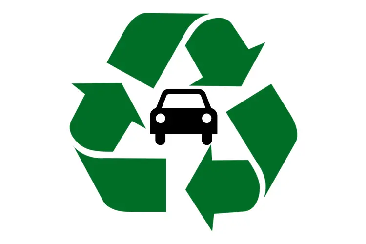 Car inside a green recycling symbol vehicle recycling RPM Motor Services Seaton