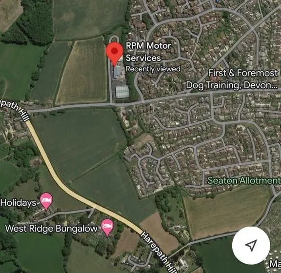 Map showing the location of RPM Fosseway Park in Seaton