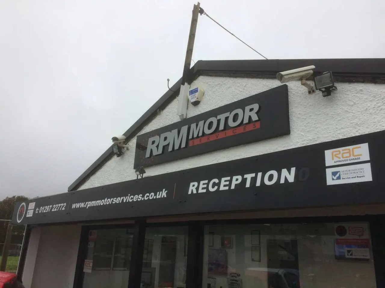 RPM Motor Services reception building on Harbour Road Seaton